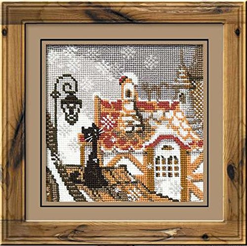 Riolis R610 City and Cats Winter Counted Cross Stitch Kit, 5 by 5-Inch