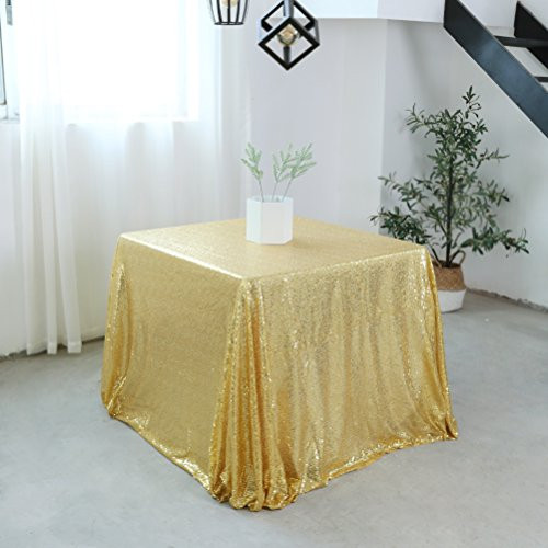 TRLYC Wedding Sequin Tablecloth 54"x54" Gold Party Sequin Tablecloth Shimmer Tablecloth Tablecloths for Wedding