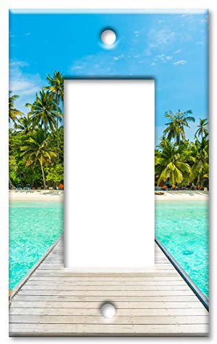 Art Plates 1-Gang Rocker (Decora) OVERSIZE Switch Plate/OVER SIZE Wall Plate - Pier to the Tropical Beach