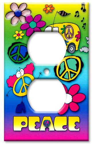 Art Plates - Outlet Cover OVERSIZE Switch Plate/OVER SIZE Wall Plate - Peace