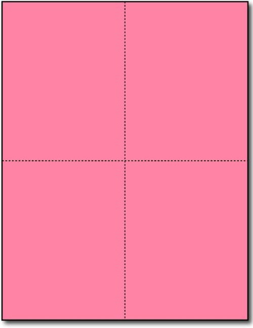 Pink Postcards - 4up Postcard Paper - 25 Sheets / 100 Postcards