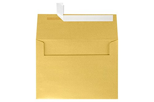 LUXPaper A4 Invitation Envelopes for 4 x 6 Cards in 80 lb. Gold Metallic, Printable Envelopes for Invitations, 50 Pack, Envelope Size 4 1/4 x 6 1/4 (Gold)