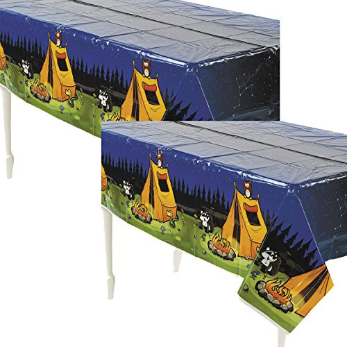 Fun Express Camping Camp Adventure Plastic Tablecover - 54" x 108" (2 Pack)