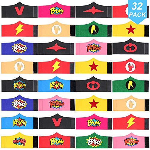 POKONBOY 36 Pack Superhero Bracelets Party Favors for Kids, Superhero Birthday Party Favors Super Hero Carnival Prizes for Kids Boys Girls Adults (Random)