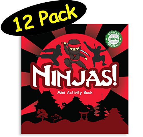 Ninja Party Favors Mini Activity Book for Karate Goodie Bags, 12 pack, 4.75 x 4.75 inches