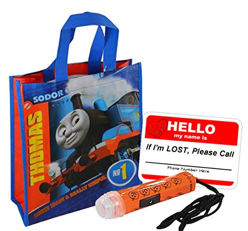 UPD Thomas The Train Boys Resuable Medium Sized Halloween Trick Treat Loot Bag!! Plus Bonus Safety First Sticker & Mini Halloween Flashlight Necklace!