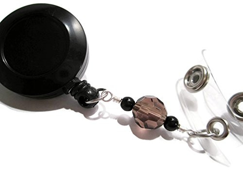 ATLanyards Gray and Black Beaded Lanyard Id Badge Reel, Nurse Gift, Teacher Gift, Beaded 47