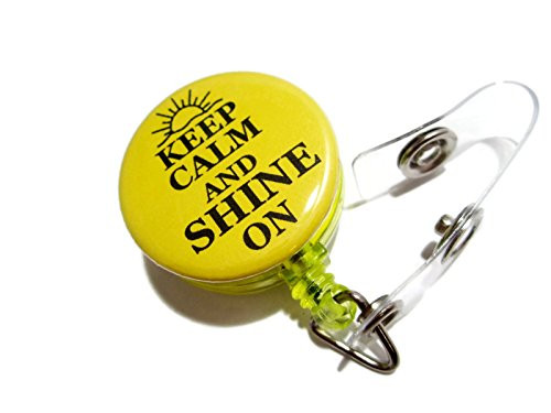 ATLanyards Keep Calm and Shine On Badge Reel, Work Id Lanyard, Badge Holder, Yellow 218