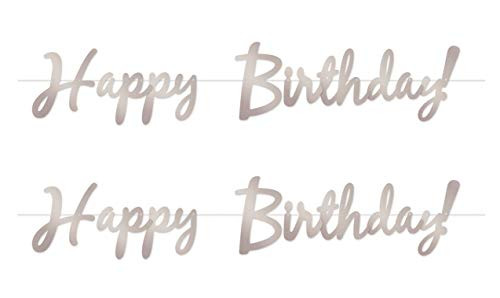 Beistle 53385-S Foil Happy Birthday Streamers 2 Piece, 9" x 5', Silver