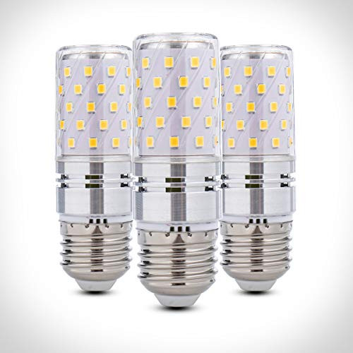 YRLighting Corn E26 LED Bulbs, 12W LED Candelabra Bulb 100 Watt Equivalent, 1200lm, Decorative Candle Base E26 Non-Dimmable LED Chandelier Bulbs, Warm White 3000K LED Lamp, Pack of 3