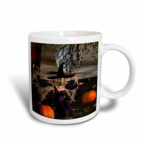 3dRose Midnight Halloween Fairy Witch Ceramic Mug, 11-Ounce