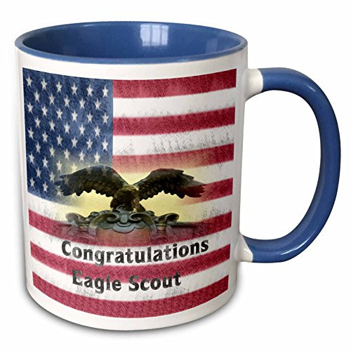 3dRose 271133_6 Image Of Grunge Congratulations Eagle Scout On Flag Mug, 11 oz