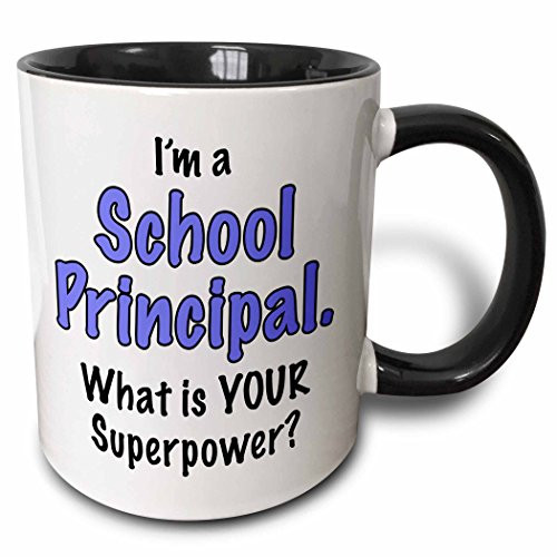3dRose 193263_4"I'm A"I'm A School Principal What Is Your Superpower Blue" Two Tone Mug, 11 oz, Multicolor