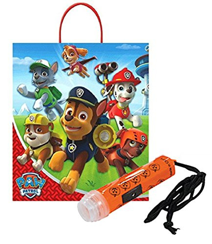 Nickelodeon "Paw Patrol" Happy Halloween Trick or Treat Candy Loot Bag!! Plus Bonus "Safety First" Mini Halloween Flashlight Necklace!