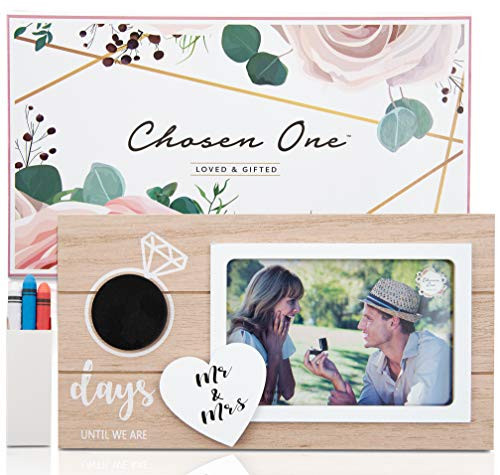 Chosen One Wedding Countdown Photo Frame - Couples 6x4 Photo Frame, Love Picture Frame with Tiny Chalkboard and Chalk! Mr and Mrs Sign for Bridal Shower Gifts, Engagement Gifts, Personalized Frames