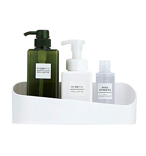 Eibo Adhesive Bathroom Shower Shelf Wall Mounted, No Drilling Shelf Wall Mounted, Removable Wall Organizer, Kitchen Storage Rack Wall Mounted (White)