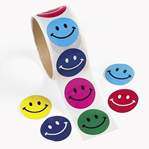 Fun Express Smile Face Roll Stickers (4-Pack of 100)