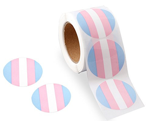 Gay Pride - Transgender Pride Circle Stickers (1 Roll - 250 Stickers)