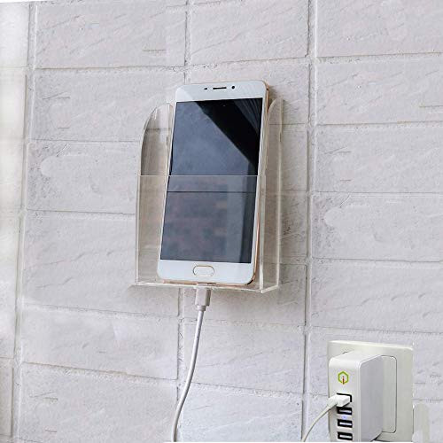 HyFanStr Wall Mounted Acrylic Phone Holer Remote Control Holder Media Storage Organizer Box, 1 Case