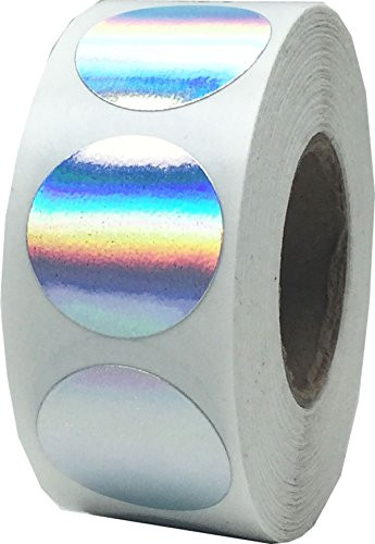 Holographic Silver Color Coding Labels for Organizing Inventory 0.75 Inch Round Circle Dots 500 Total Adhesive Stickers On A Roll