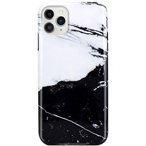 JIAXIUFEN iPhone 11 Pro Case Marble Black Slim Shockproof Flexible Bumper TPU Soft Case Rubber Silicone Cover Phone Case for iPhone 11 Pro 2019 5.8 inch - Black White