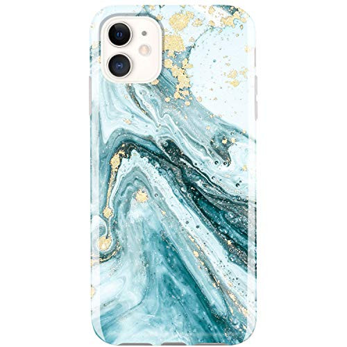JIAXIUFEN iPhone 11 Case Gold Sparkle Glitter Marble Slim Shockproof Flexible Bumper TPU Soft Case Rubber Silicone Cover Phone Case for iPhone 11 2019 6.1 inch - Blue