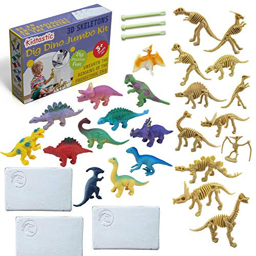 Kidtastic Dig Dinosaur Mega Pack of 3  with 4 Possible Dinosaur Excavation STEM Learning Set Inside, Archaeology/Paleontology Toy for Kids Ages 3 and Up