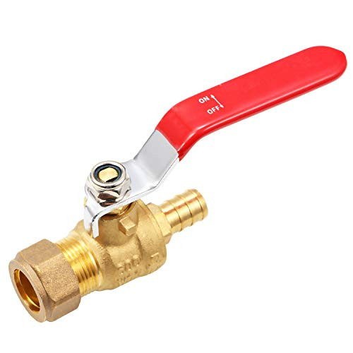 Litorange Lead Free Brass Full Port Straight Stop Ball Valve 1/2" PEX x 1/2" Compression, Shut-Off Switch Connector Adapter Fitting 600 WOG 150 PSI WSP