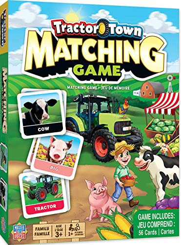 MasterPieces Tractor Town Matching Game, Includes 56 Cards, 1 or More Players, for Ages 3+