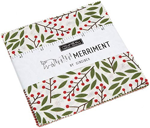 Merriment Charm Pack by Gingiber; 42-5 Inch Precut Fabric Quilt Squares