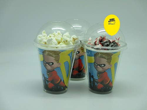 Set of 8 - Incredibles Party Cups, Popcorn Cups, Goody Bags, Favor Boxes
