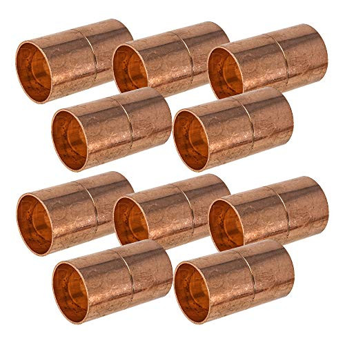 PROCURU 3/4-Inch Copper Coupling With Stop C x C Sweat Connection, Certified Lead Free (0.75 Inch (3/4"), 10-Pack)