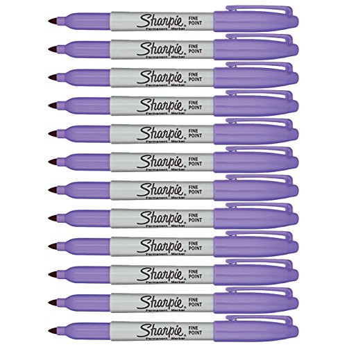 Sharpie Permanent Markers, Fine Point, Light Purple Ink, Pack of 12