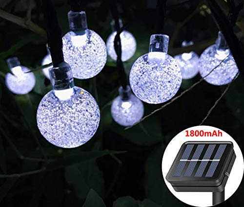 SPLOcolor Solar String Lights Outdoor, 20ft Waterproof 30 LEDs 8 Modes Crystal Globe Solar String Fairy Lights Backyard Patio Christmas Lights for Holiday Party Gardens Backyard Wedding(White) SPLOcolor Solar String Lights Outdoor, 20ft Waterproof 30 LEDs 8 Modes Crystal Globe Solar String Fairy Lights Backyard Patio Christmas Lights for Holiday Party Gardens Backyard Wedding(White)