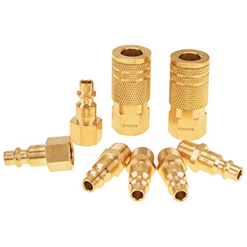 SUNGATOR Air Coupler and Plug Kit, Quick Connect Air Fittings, 1/4 Inch NPT Industrial Brass Air Hose Fitting (8-Piece)