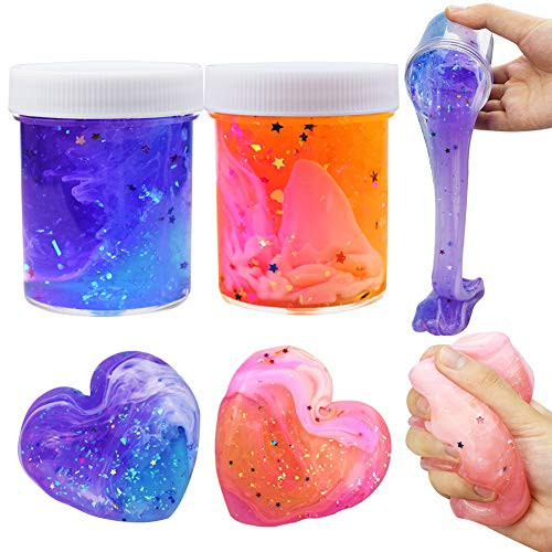 SWZY Newest Starry Sky Slime, Fluffy Slime Toy Floam Mixing Cloud Slime Putty Scented Stress Relief Clay for Kids and Adults, 2 Pack