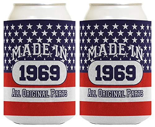 50th Birthday Gift Coolie Made 1969 Can Coolies 2 Pack Can Coolie Drink Coolers Coolies Patriotic