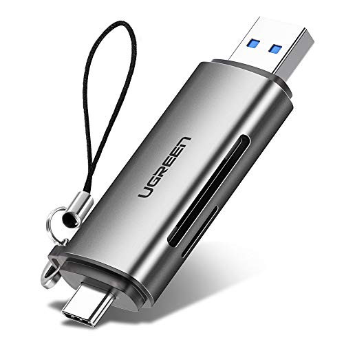 UGREEN SD Card Reader USB Type C USB 3.0 OTG Memory Card Adapter Portable 2 Slots for TF, SD, Micro SD, SDXC, SDHC, MMC, RS-MMC, Micro SDXC, Micro SDHC, UHS-I for Mac, Windows, Linux, PC, Laptop