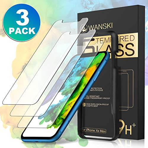 Wanski Screen Protector for iPhone Xs Max (3 Packs) 0.33mm iPhone Xs Max Tempered Glass Screen Protector with Advanced Clarity [3D Touch] 100% Touch Accurate