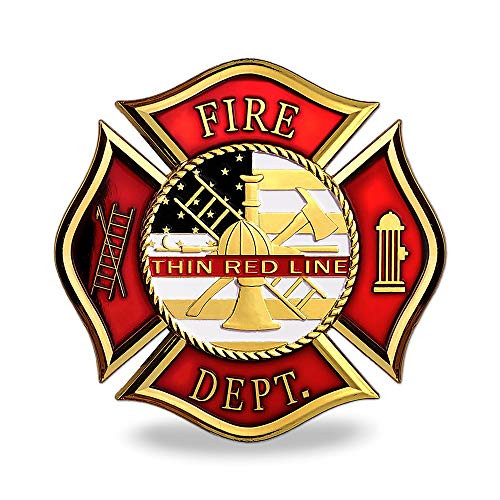 Firefighter Thin Red Line Car Emblem Fire Department Metal Badge