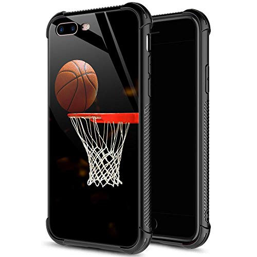 ZHEGAILIAN iPhone 8 Case,9H Tempered Glass iPhone 7 Cases for Men Boys,Funny Basketball Pattern Design Printing Shockproof Anti-Scratch Case for Apple iPhone 7/8 4.7 inch Basketball