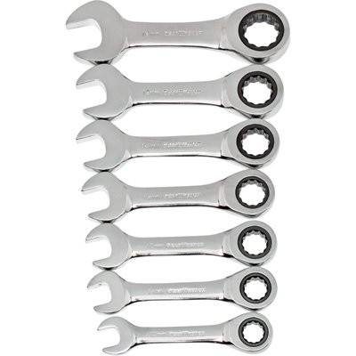 Gearwrench 7 Piece Metric Stubby Combination Ratcheting Wrench Set