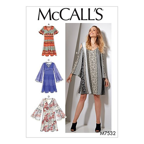 McCall's Patterns M7532A50 Misses' V-Neck/Flared-Sleeve Dresses