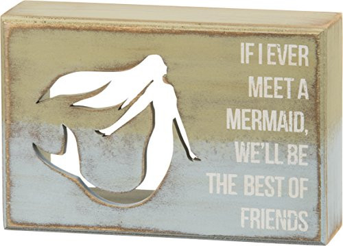 Primitives by Kathy If Ever I Meet A Mermaid We Will Be The Best of Friends Box Sign