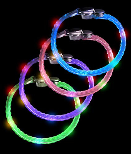 Fun Central 12 Pack - LED Light Up Braided Bracelets for Kids' & Adults' Party Accessories - Assorted Colors