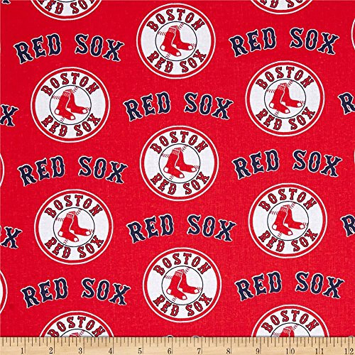 Fabric Traditions 0402918 MLB Cotton Broadcloth Boston Sox Red/Blue Fabric by The Yard