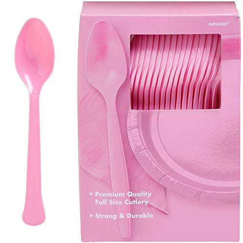 Amscan New Pink Plastic Spoon Big Party Pack, 100 Ct.