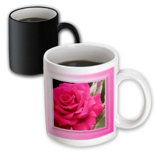 3dRose Single Pink Rose, Magic Transforming Mug, 11-Ounce