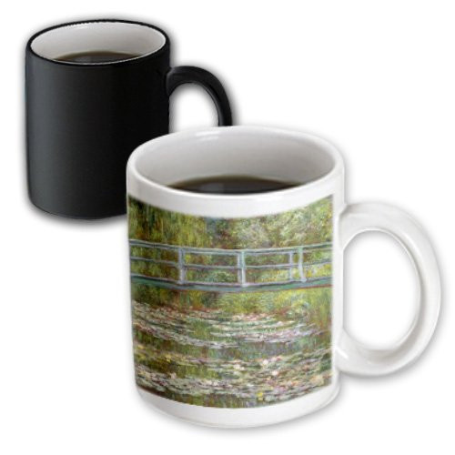 3dRose mug_155635_3 Bridge Over Pool of Water Lilies 1899 By Impressionist Claude Monet Famous Fine Art Magic Transforming Mug, 11-Ounce