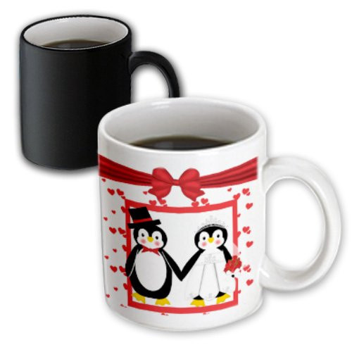 3dRose Red Hearts Penguin Bride and Groom Wedding Couple Magic Transforming Mug, 11-Ounce 3dRose Red Hearts Penguin Bride and Groom Wedding Couple Magic Transforming Mug, 11-Ounce